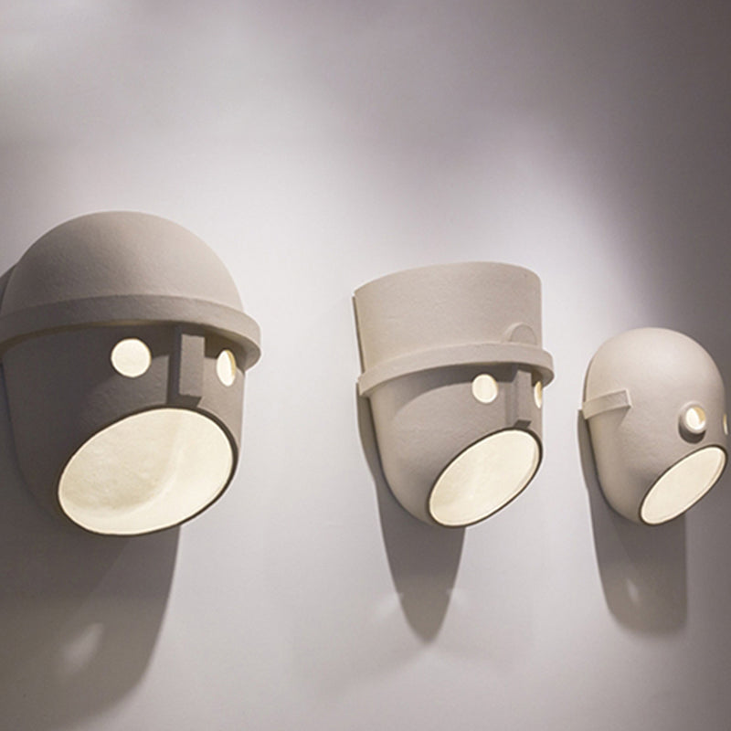 Modern Metal Wall Sconce Mask Shape Wall Light with Resin Shade for Living Room