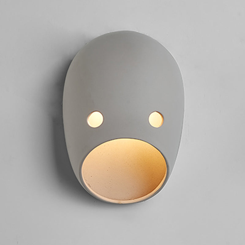 Modern Metal Wall Sconce Mask Shape Wall Light with Resin Shade for Living Room