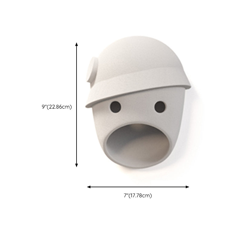 Modern Metal Wall Sconce Mask Shape Wall Light with Resin Shade for Living Room