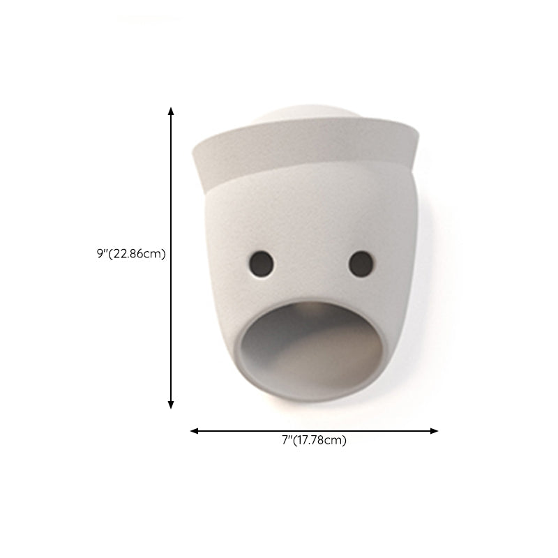 Modern Metal Wall Sconce Mask Shape Wall Light with Resin Shade for Living Room