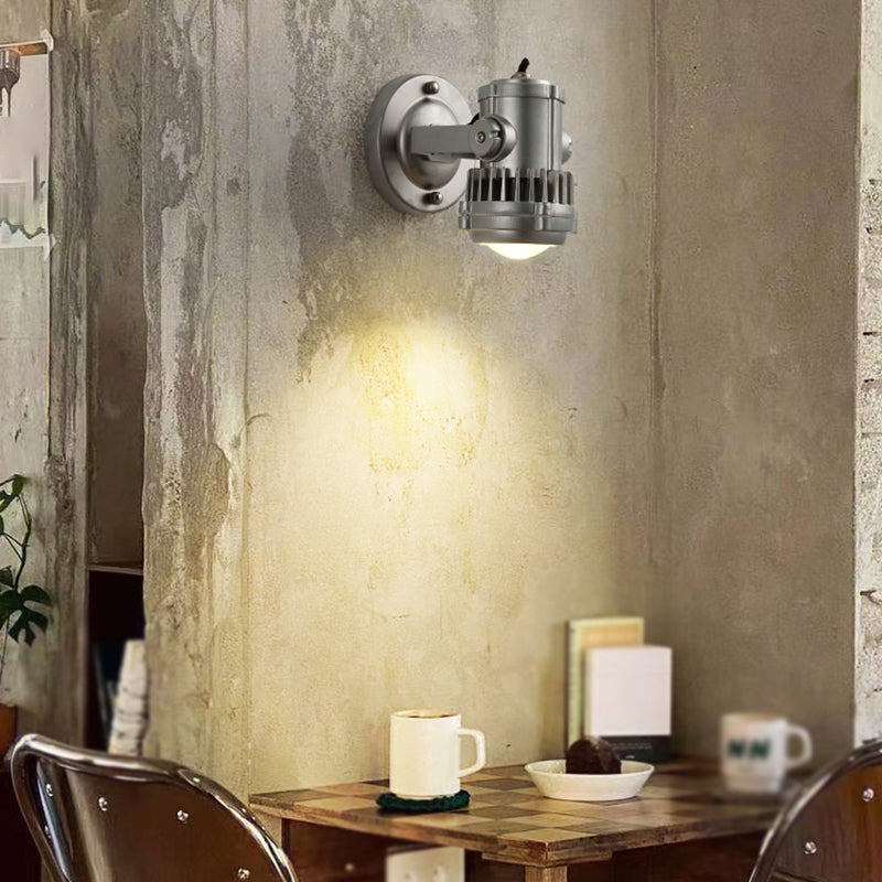Silver Modern Metal Wall Sconce Cylinder Shape Wall Light with Glass Shade for Living Room