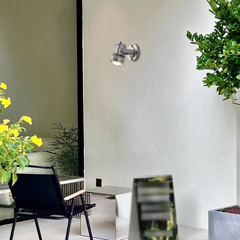 Silver Modern Metal Wall Sconce Cylinder Shape Wall Light with Glass Shade for Living Room