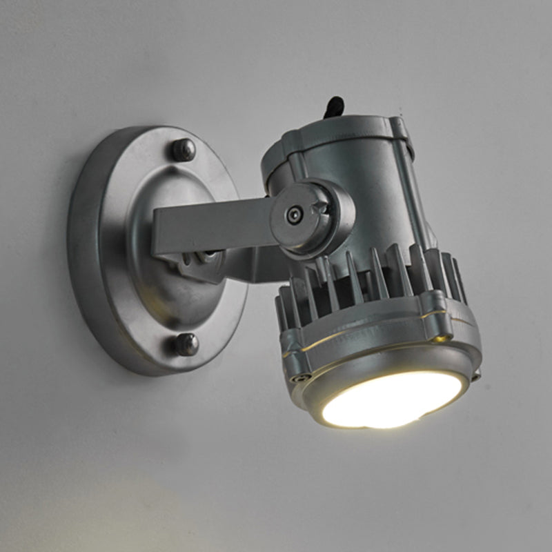 Silver Modern Metal Wall Sconce Cylinder Shape Wall Light with Glass Shade for Living Room