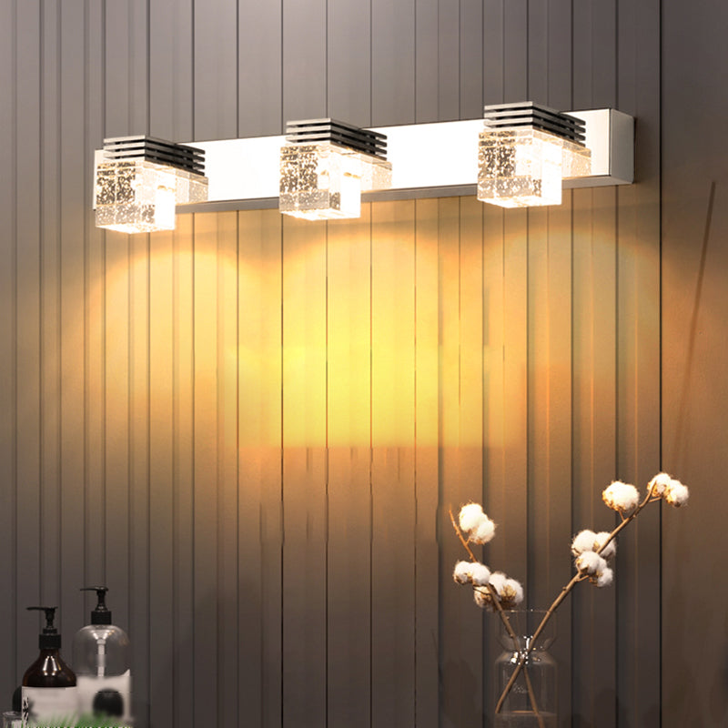 Contemporary Vanity Light Clear Crystal Wall Light Fixture for Bathroom