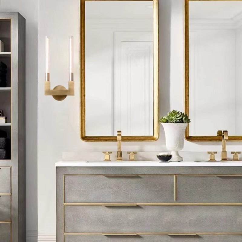 Metal and Glass Bath Sconce 1 / 2 - Light Post Modern Bathroom Vanity Lighting