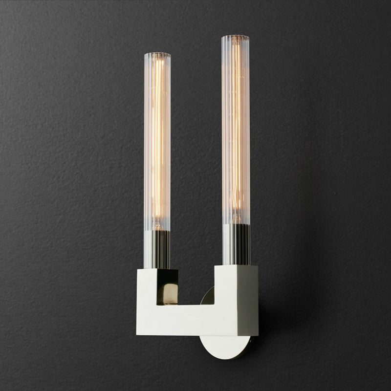Metal and Glass Bath Sconce 1 / 2 - Light Post Modern Bathroom Vanity Lighting