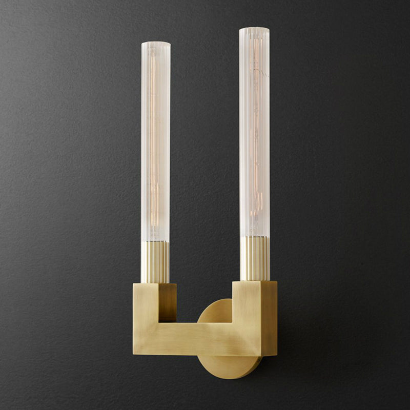 Metal and Glass Bath Sconce 1 / 2 - Light Post Modern Bathroom Vanity Lighting