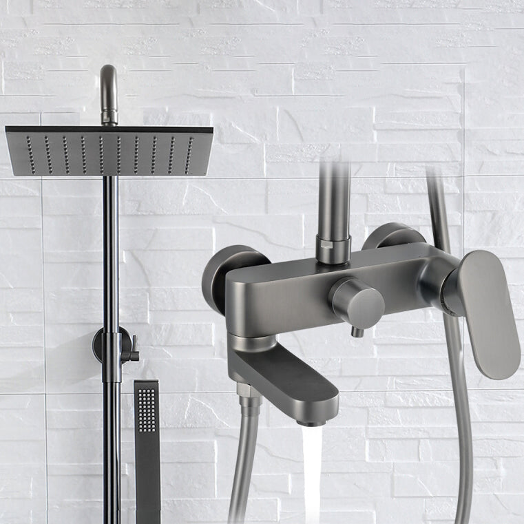 Square Shower System Wall Mount Shower Arm Grey Shower System with Shower Hose