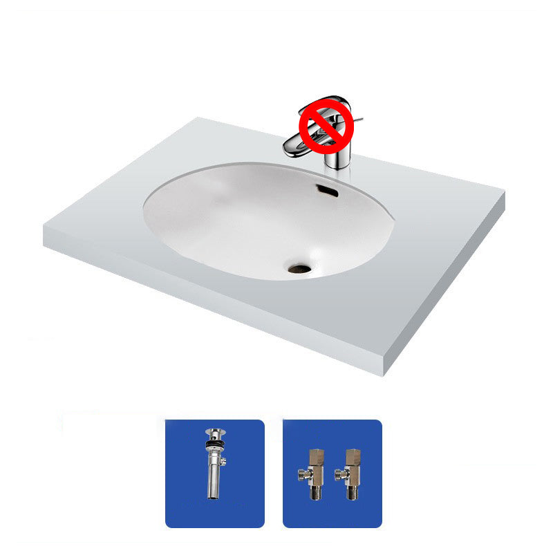 Oval Bathroom Sink Modern Style Overflow Hole Design Ceramic Bathroom Sink Only