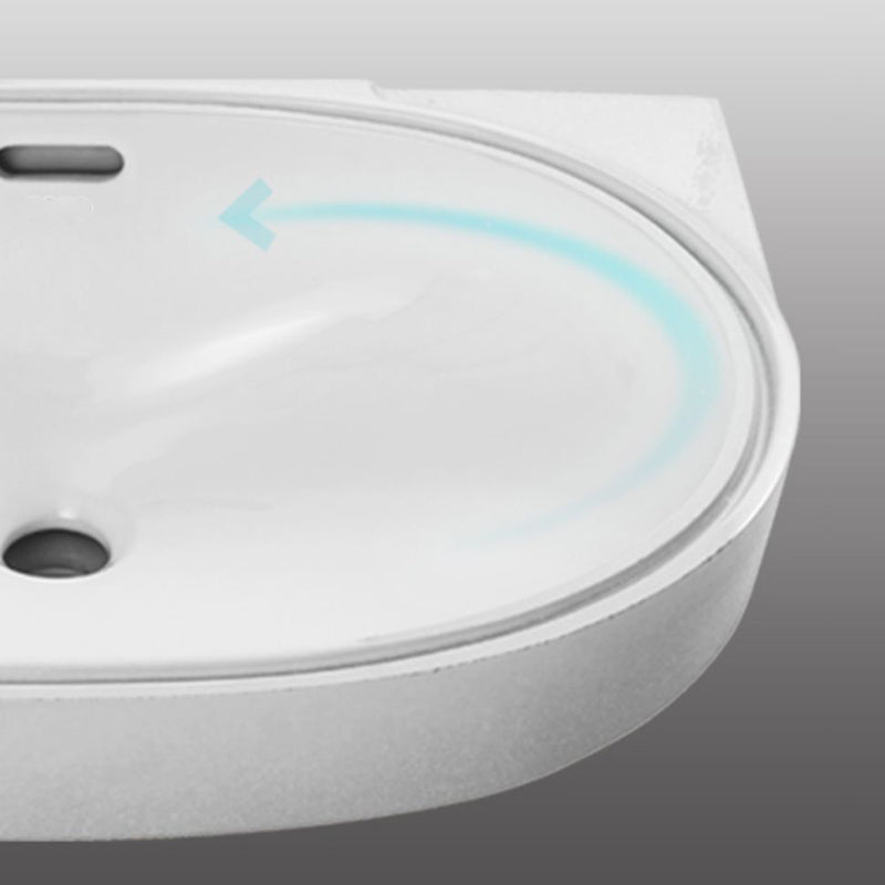 Oval Bathroom Sink Modern Style Overflow Hole Design Ceramic Bathroom Sink Only