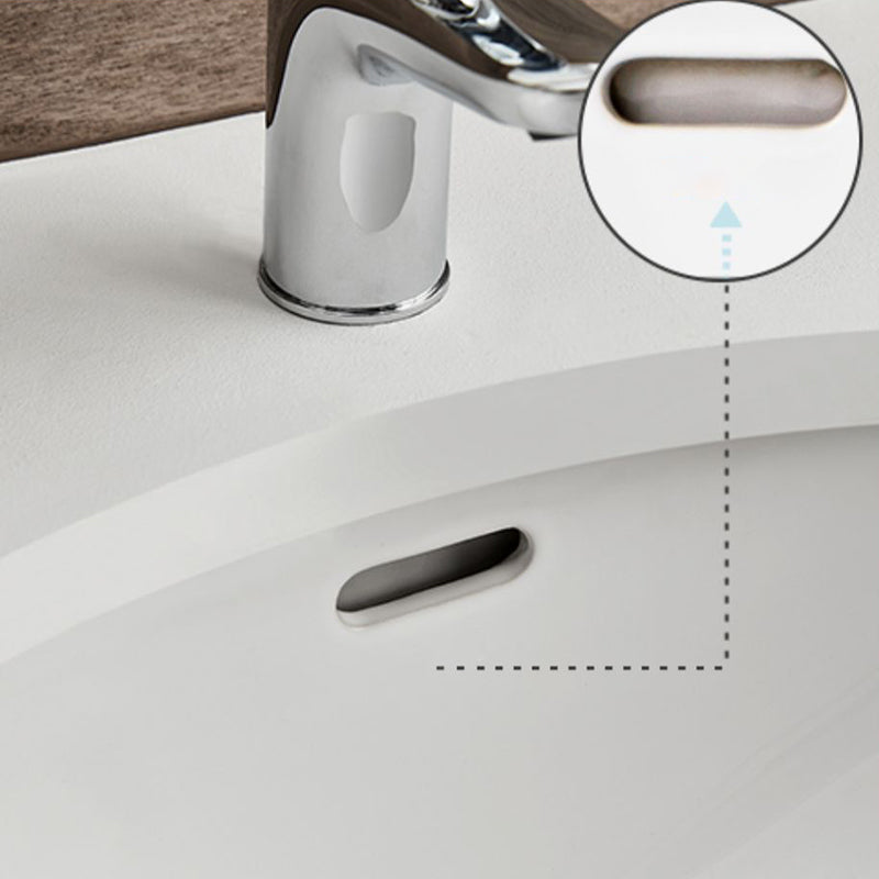Oval Bathroom Sink Modern Style Overflow Hole Design Ceramic Bathroom Sink Only