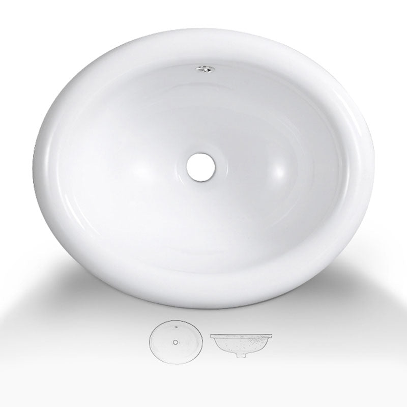 Contemporary Bathroom Sink with Overflow Porcelain Round Vessel Lavatory Sink