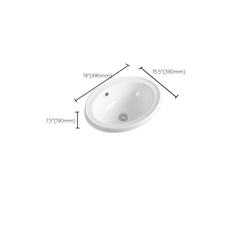 Contemporary Bathroom Sink with Overflow Porcelain Round Vessel Lavatory Sink