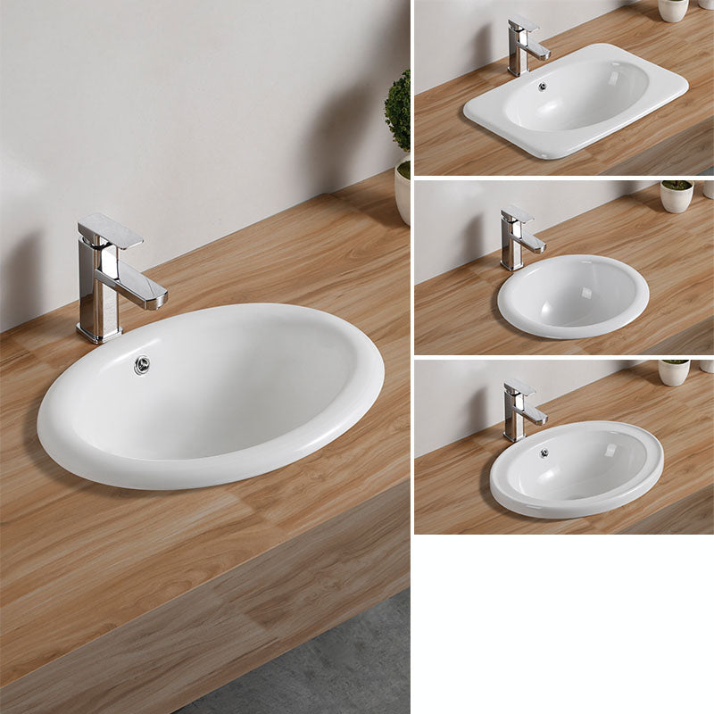 Contemporary Bathroom Sink with Pop-Up Drain Porcelain Oval-Shape Undermount Bathroom Sink