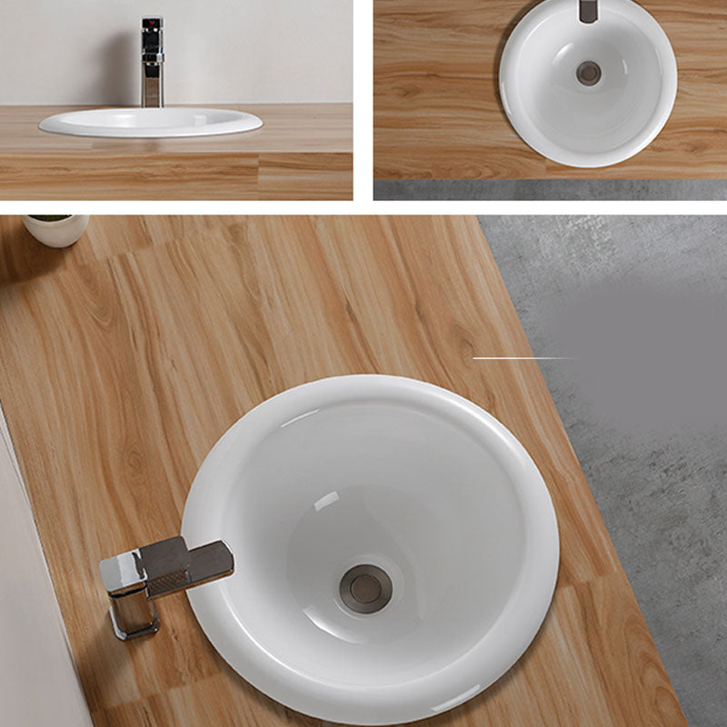 Contemporary Bathroom Sink with Pop-Up Drain Porcelain Oval-Shape Undermount Bathroom Sink
