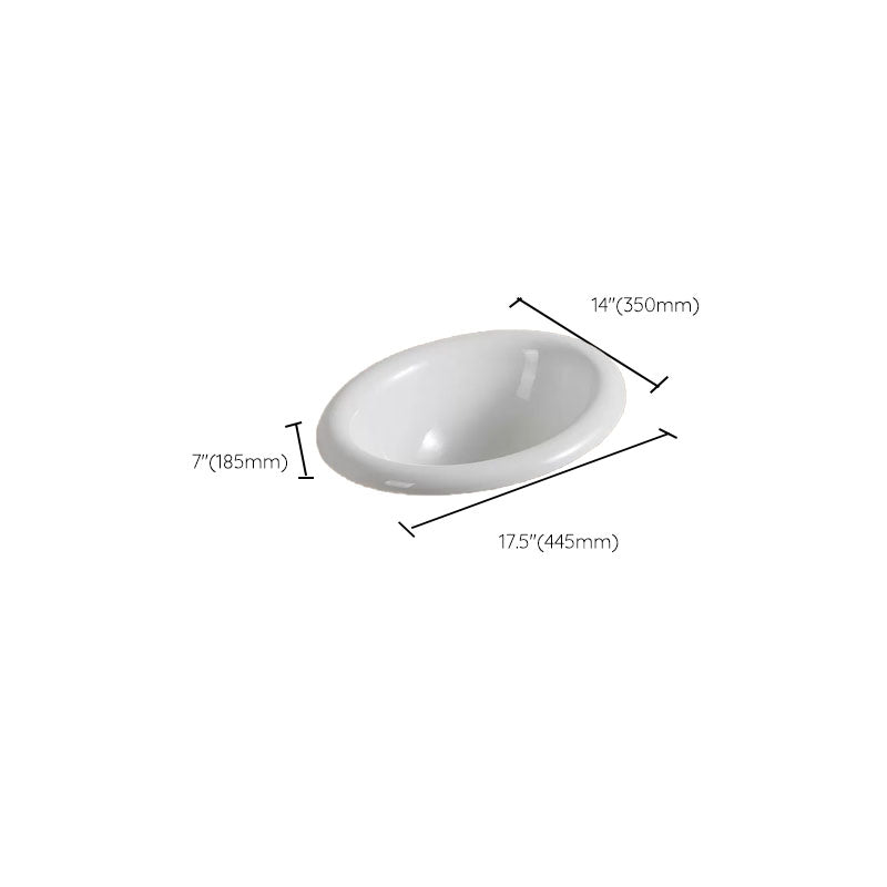 Contemporary Bathroom Sink with Pop-Up Drain Porcelain Oval-Shape Undermount Bathroom Sink