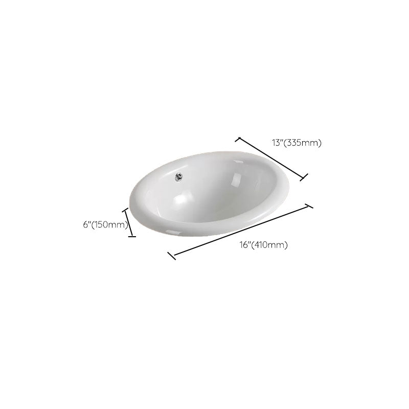 Contemporary Bathroom Sink with Pop-Up Drain Porcelain Oval-Shape Undermount Bathroom Sink