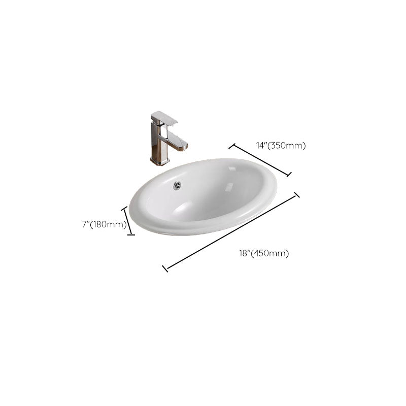 Contemporary Bathroom Sink with Pop-Up Drain Porcelain Oval-Shape Undermount Bathroom Sink