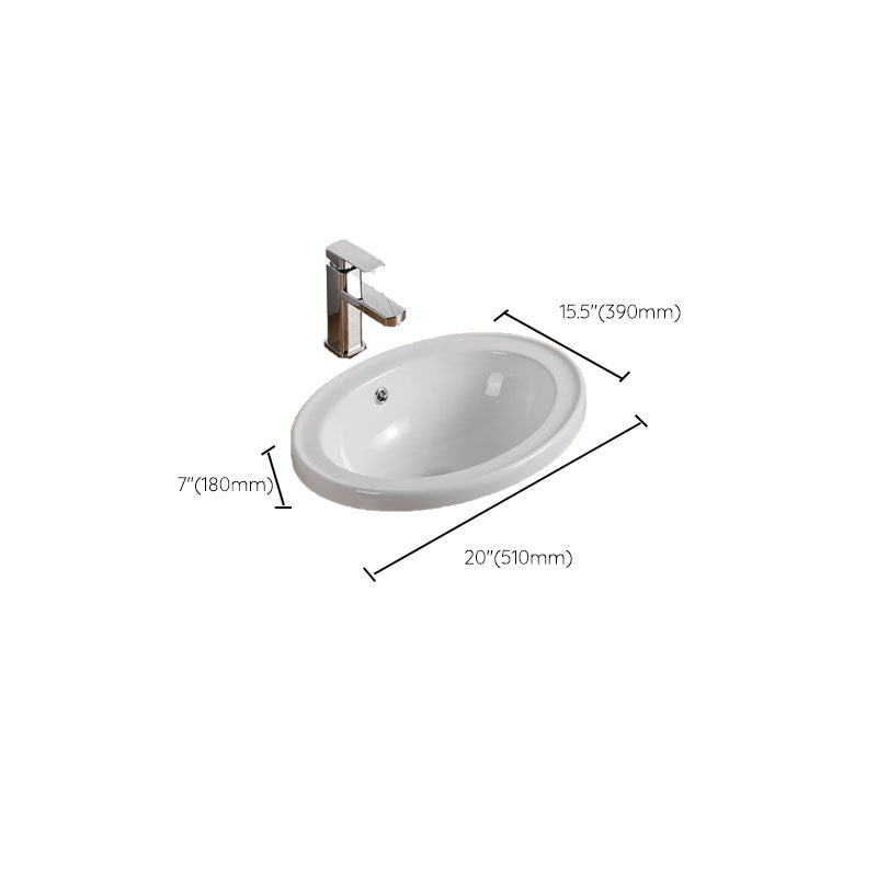 Contemporary Bathroom Sink with Pop-Up Drain Porcelain Oval-Shape Undermount Bathroom Sink