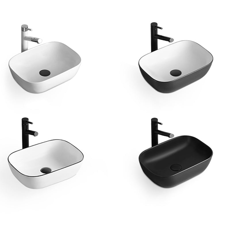 White Modern Sink Washroom Ceramic Rod Handle Faucet Bathroom Sink
