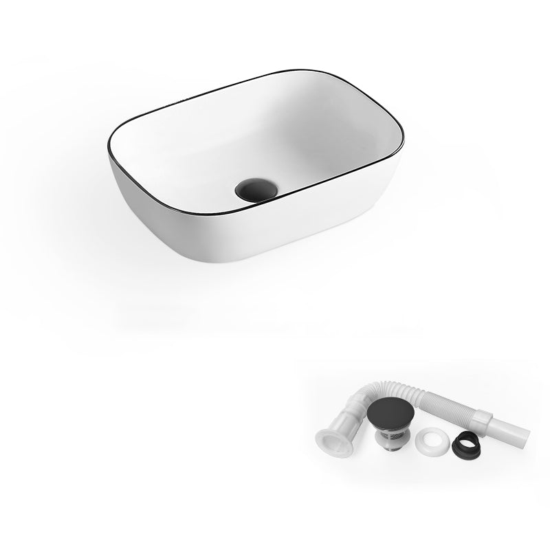 White Modern Sink Washroom Ceramic Rod Handle Faucet Bathroom Sink