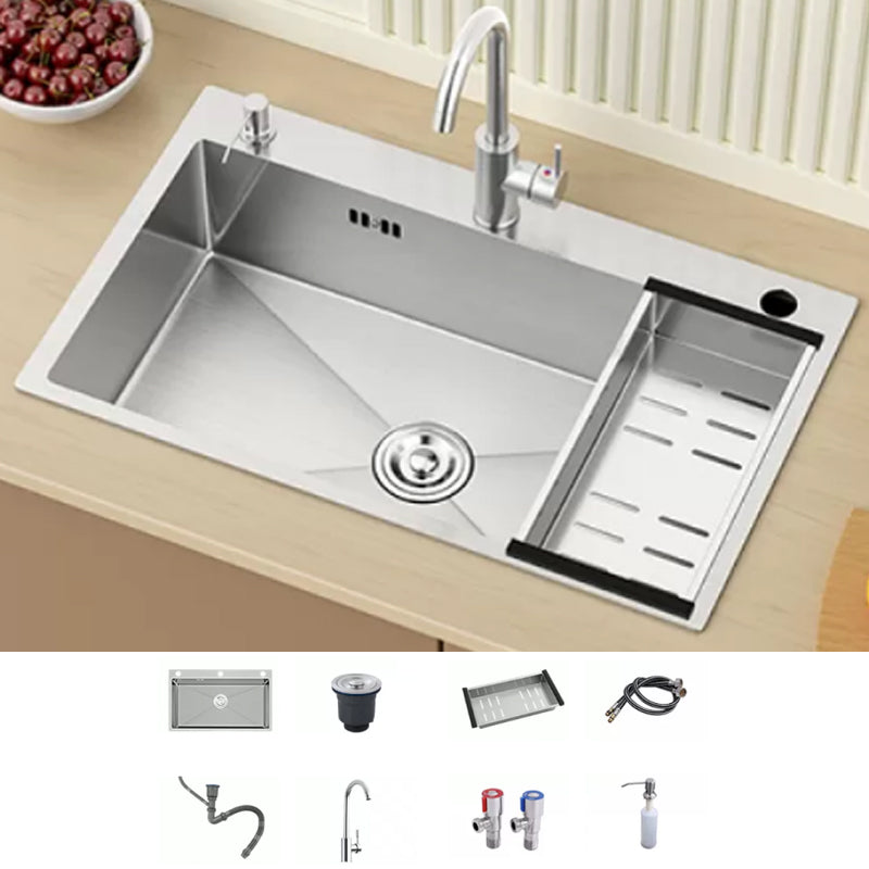Modern Workstation Sink Stainless Steel with Basket Strainer and Faucet Kitchen Sink