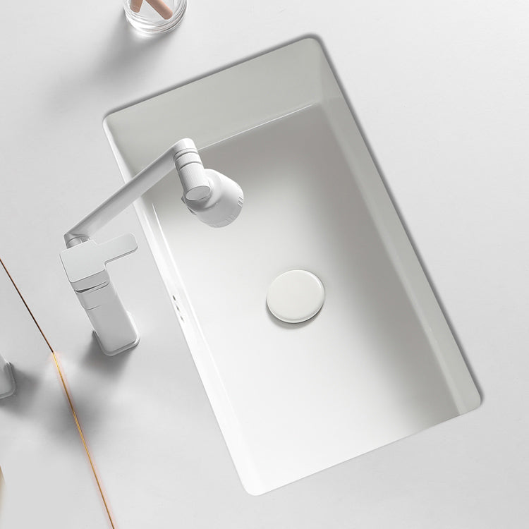 Traditional Undermount Vanity Sink Rectangular with Overflow and Drain Assembly Vessel