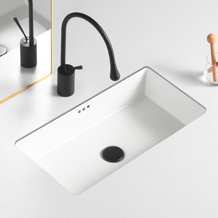 Traditional Undermount Vanity Sink Rectangular with Overflow and Drain Assembly Vessel