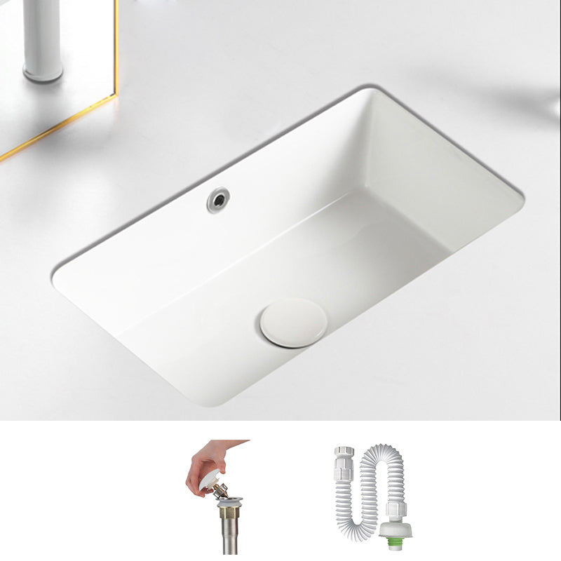 Traditional Undermount Vanity Sink Rectangular with Overflow and Drain Assembly Vessel