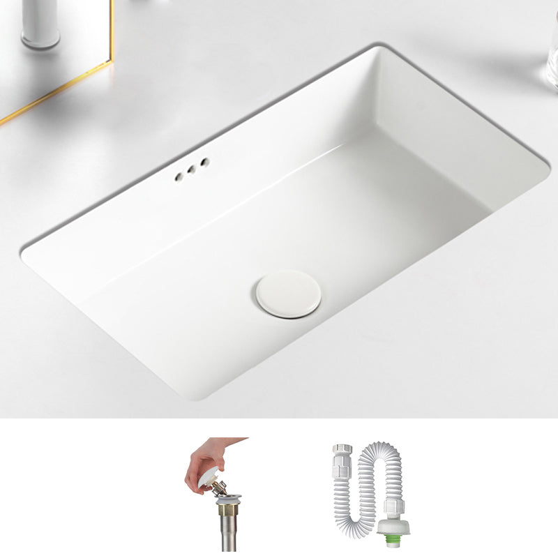 Traditional Undermount Vanity Sink Rectangular with Overflow and Drain Assembly Vessel