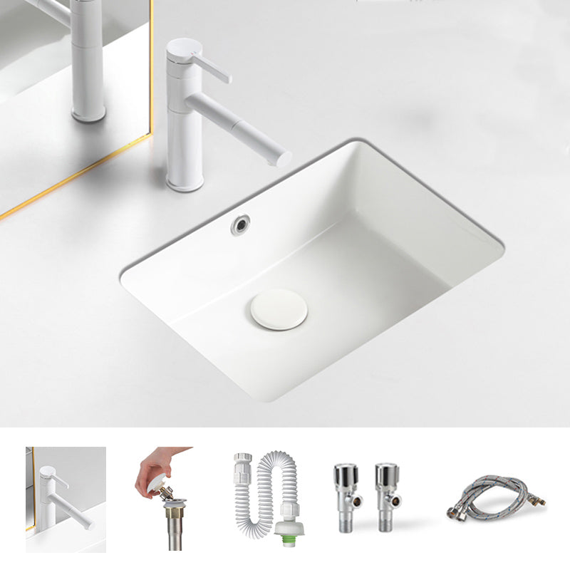 Traditional Undermount Vanity Sink Rectangular with Overflow and Drain Assembly Vessel