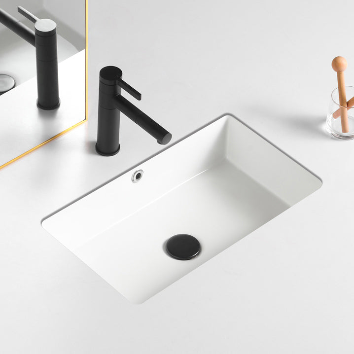 Traditional Undermount Vanity Sink Rectangular with Overflow and Drain Assembly Vessel