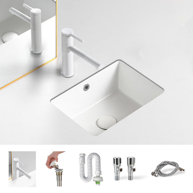 Traditional Undermount Vanity Sink Rectangular with Overflow and Drain Assembly Vessel