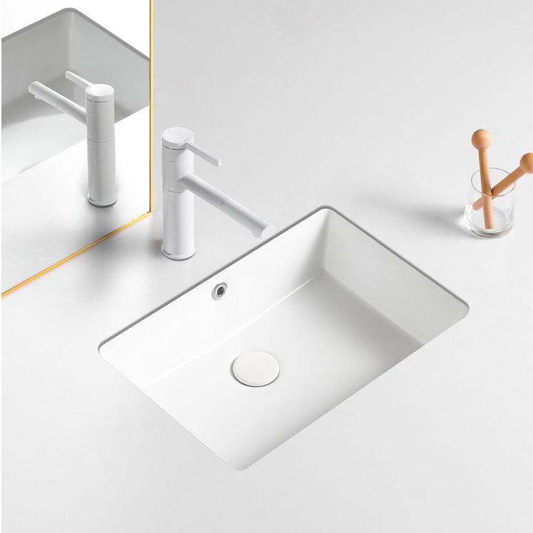 Traditional Undermount Vanity Sink Rectangular with Overflow and Drain Assembly Vessel