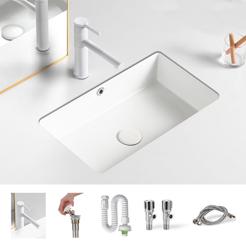 Traditional Undermount Vanity Sink Rectangular with Overflow and Drain Assembly Vessel