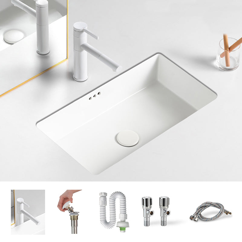 Traditional Undermount Vanity Sink Rectangular with Overflow and Drain Assembly Vessel
