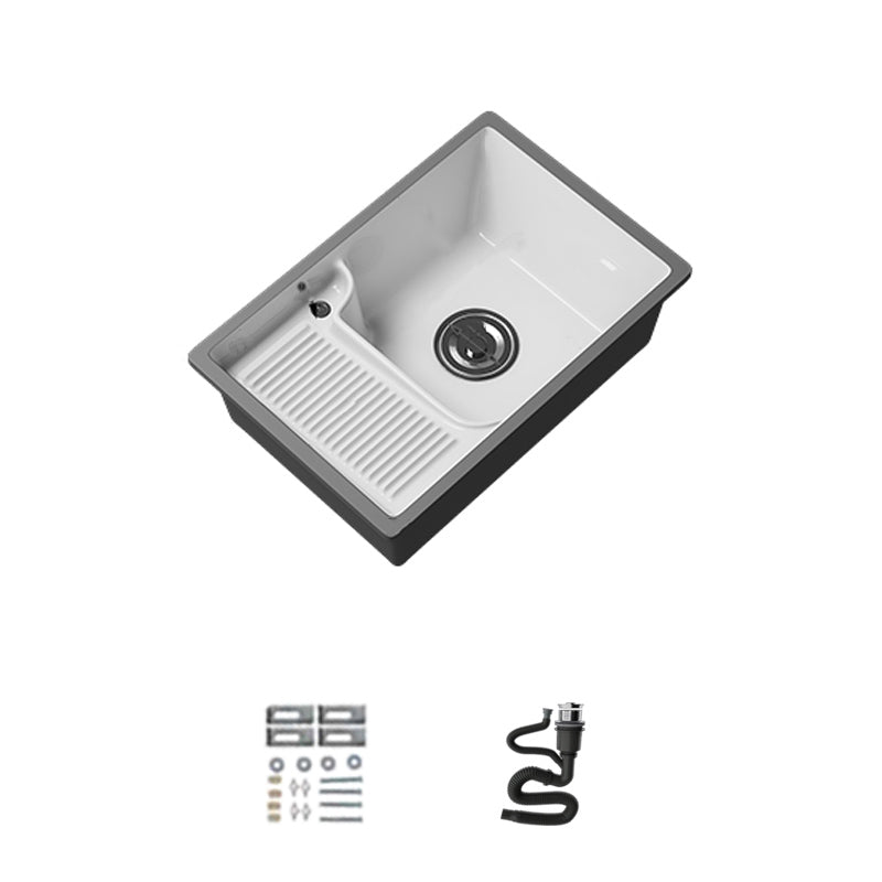 Classic Porcelain Bathroom Sink Rectangular Trough Sink with Washboard