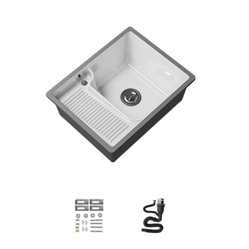 Classic Porcelain Bathroom Sink Rectangular Trough Sink with Washboard