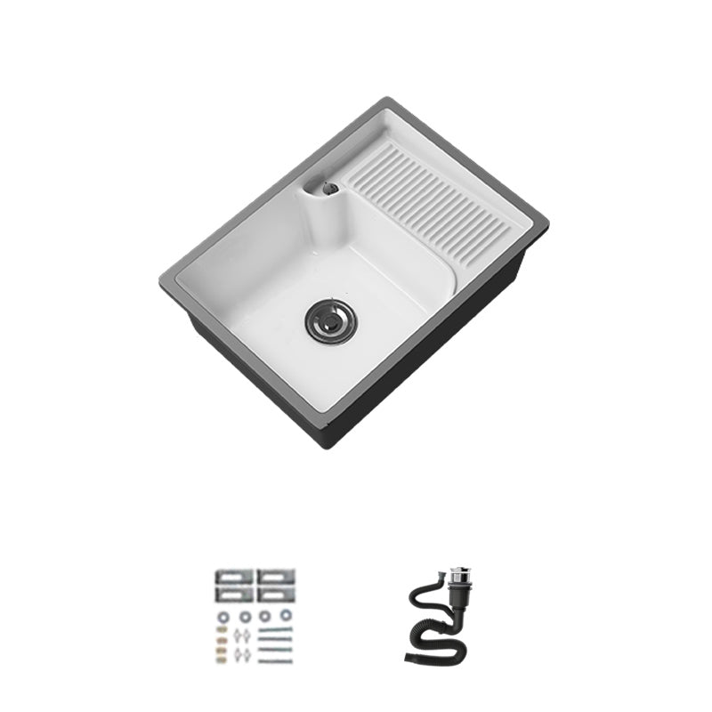 Classic Porcelain Bathroom Sink Rectangular Trough Sink with Washboard