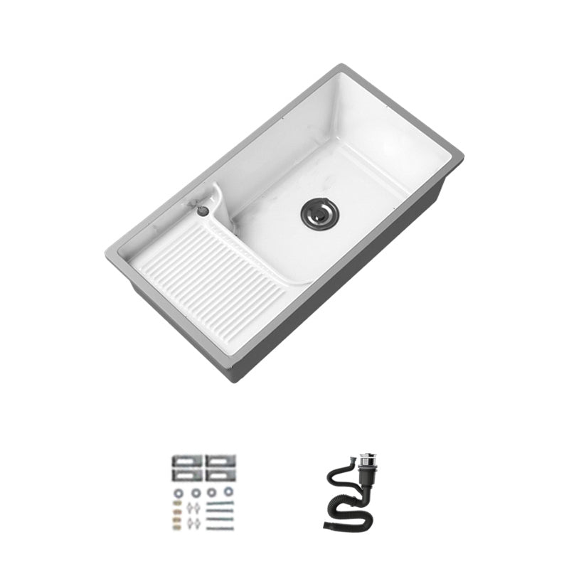 Classic Porcelain Bathroom Sink Rectangular Trough Sink with Washboard