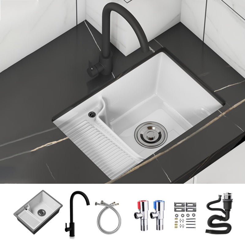 Classic Porcelain Bathroom Sink Rectangular Trough Sink with Washboard