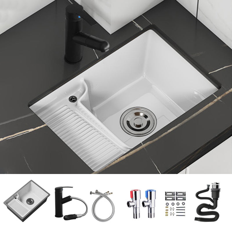 Classic Porcelain Bathroom Sink Rectangular Trough Sink with Washboard