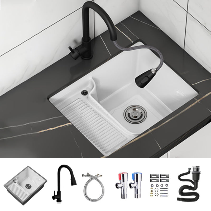Classic Porcelain Bathroom Sink Rectangular Trough Sink with Washboard