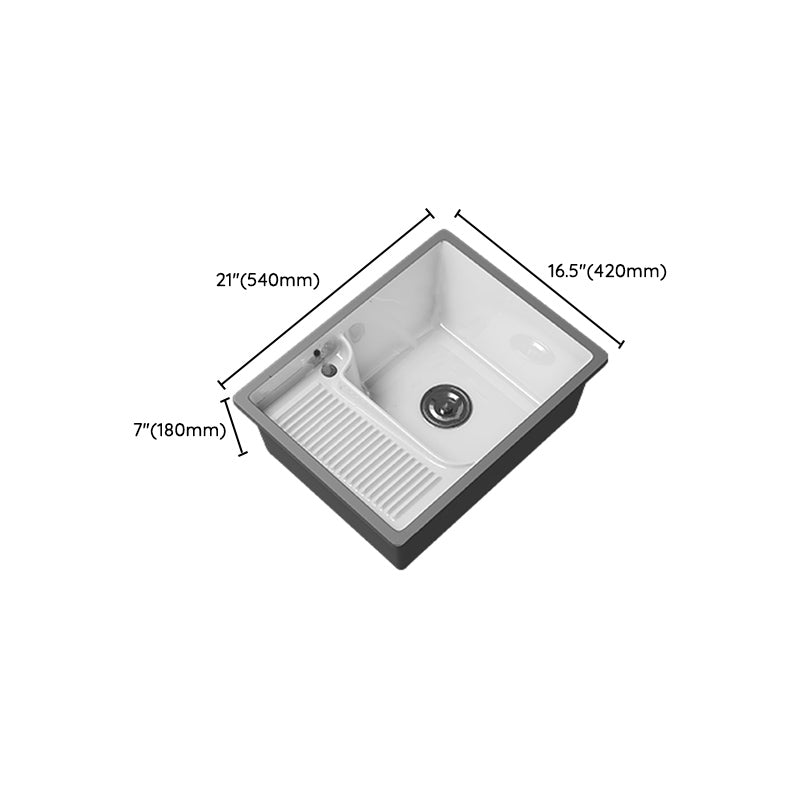 Classic Porcelain Bathroom Sink Rectangular Trough Sink with Washboard