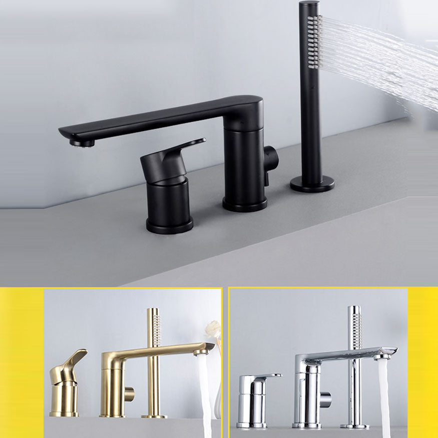 Modern Square Brass Tub Faucet with Hand Shower Bathroom Faucet