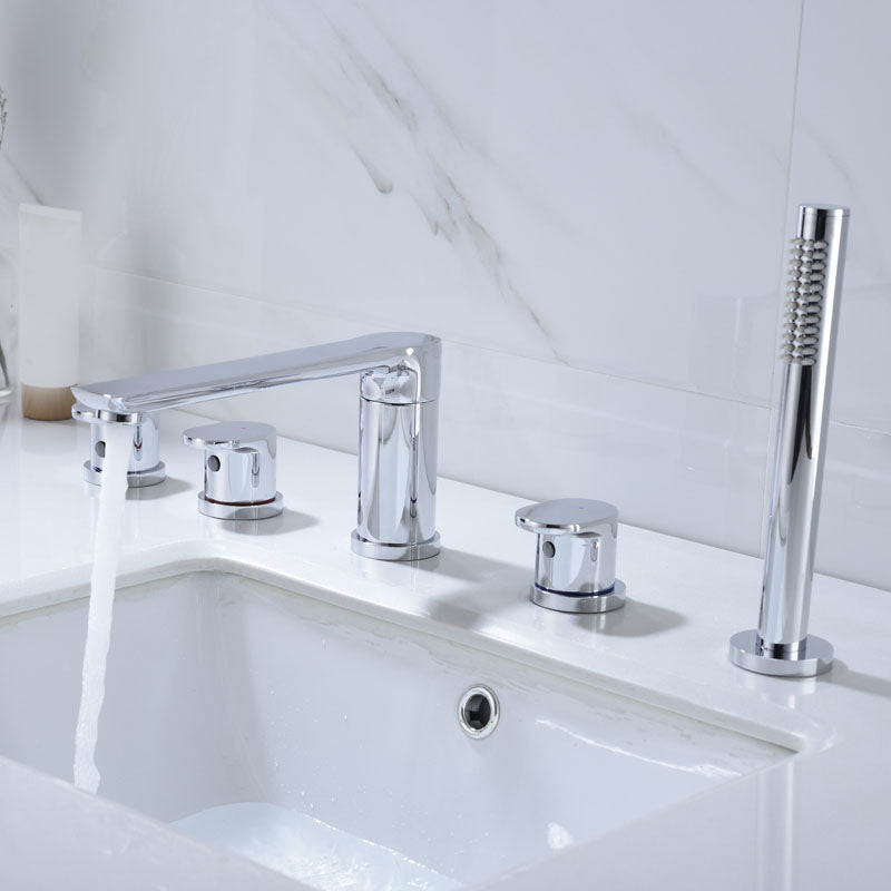 Modern Square Brass Tub Faucet with Hand Shower Bathroom Faucet