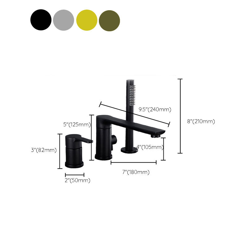 Modern Square Brass Tub Faucet with Hand Shower Bathroom Faucet