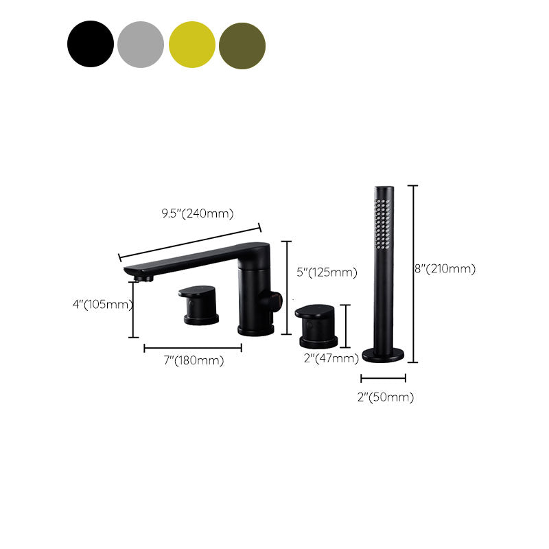 Modern Square Brass Tub Faucet with Hand Shower Bathroom Faucet