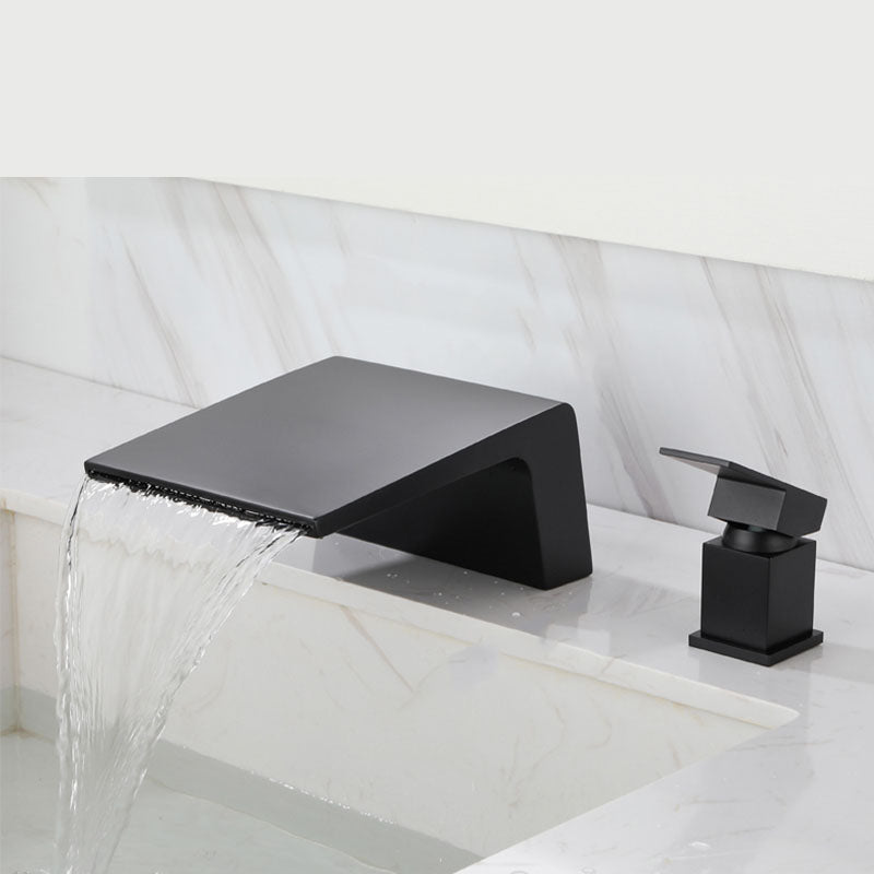 Waterfall Spout Tub Filler with 1 Handle Deck Mount Bathroom Faucet