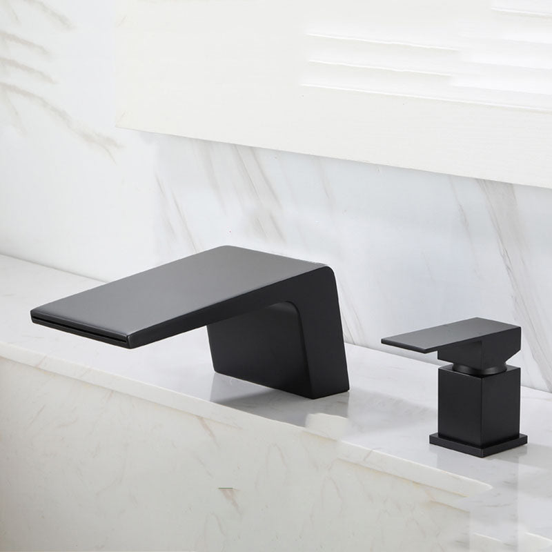 Waterfall Spout Tub Filler with 1 Handle Deck Mount Bathroom Faucet
